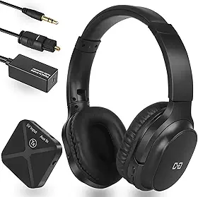 Fones de Ouvido Sem Fio para Assistir Tv, Fone de Ouvido Rf 2.4G para Idosos, Transmissor com Conexão Óptica E de 3,5 Mm, Plug-And-Play, Alcance de 30m, 48 Horas de Reprodução, Sem
