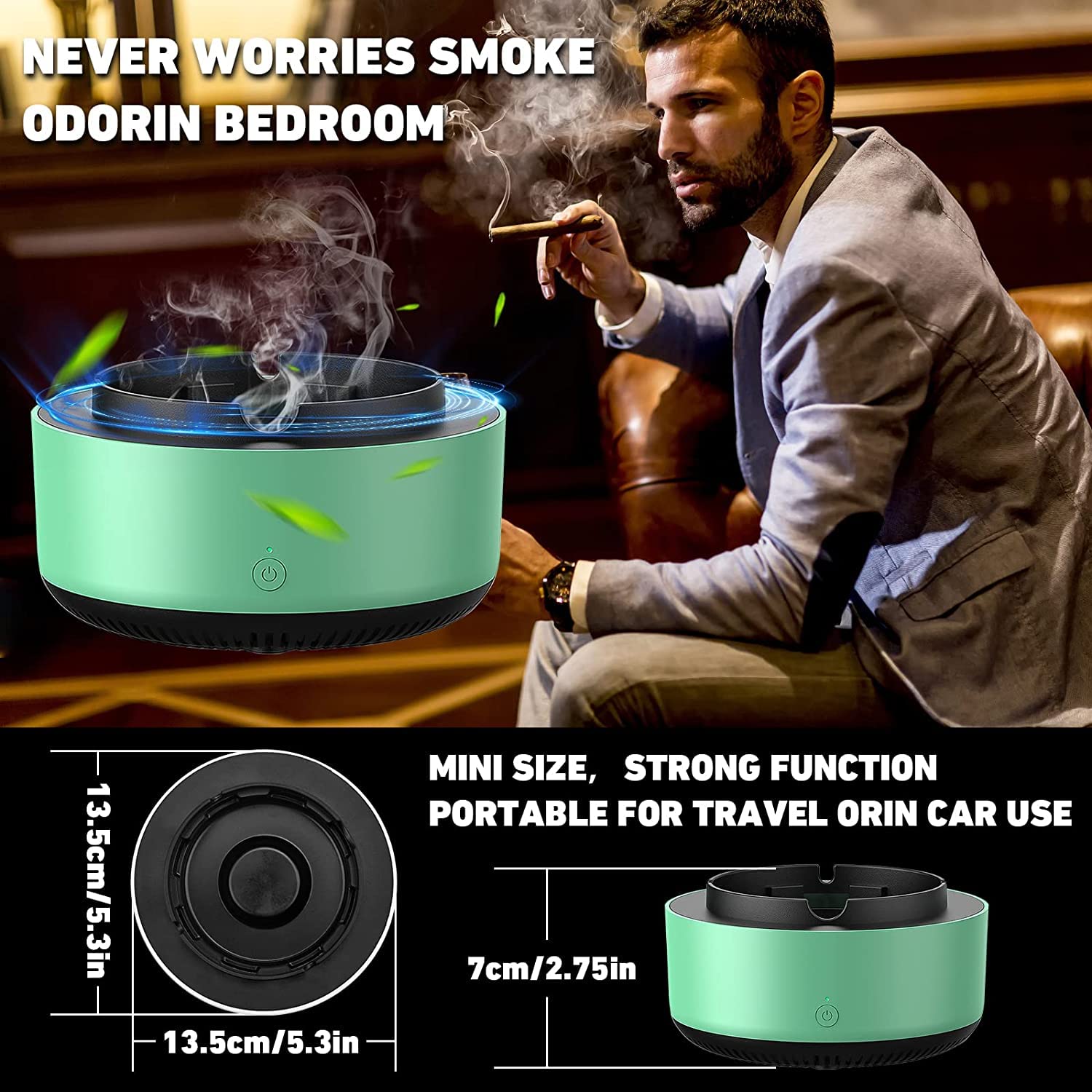 Posacenere Purificatore D'Aria 2 In 1 - Senza Fumo, Con Aromaterapia - Grigio, Per Casa E Auto - Foto 7