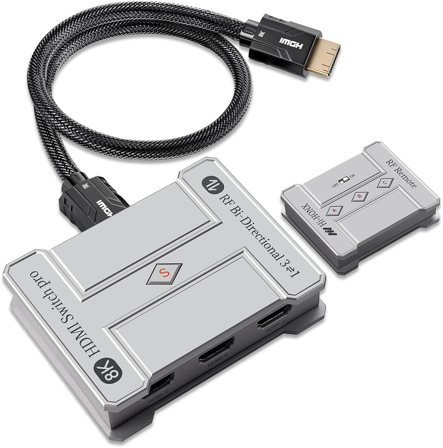 8K HDMI 2.1 Bi-Directional Switch, 3-in 1-Out & 1-in 3-Out, Support 8K@60Hz 4K@120Hz HDR+ Dolby Vision, HDMI 2.1 Splitter Compatible with PS5/4 Xbox Nintendo Switch Roku Apple TV Fire Stick