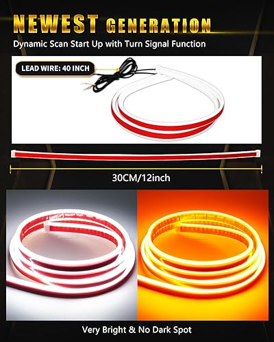 Vista 21 de YM E-Bright Señal de giro secuencial intermitente indicador LED DRL luz de freno de cola diurna para coches, SUV, motocicleta, exterior flexible