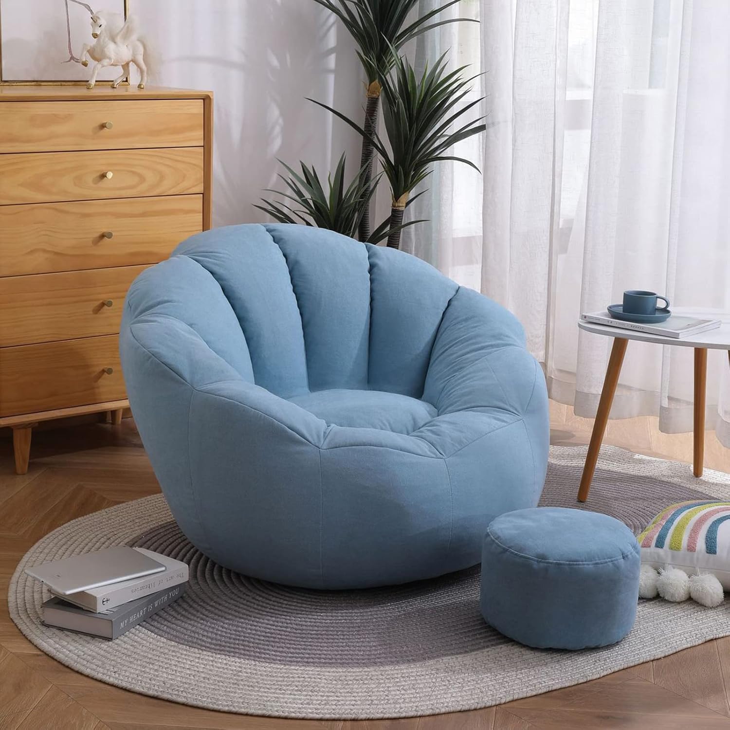 Bean Bag Chair Cover +Footstool Cover PetalShaped Bean Bag