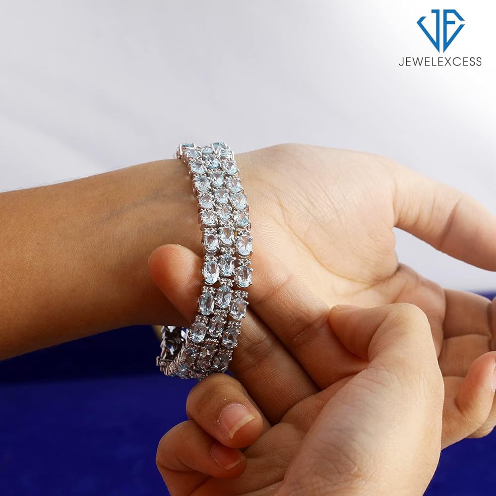 Amazon | JEWELEXCESS スカイブルートパーズブレスレット 女性用