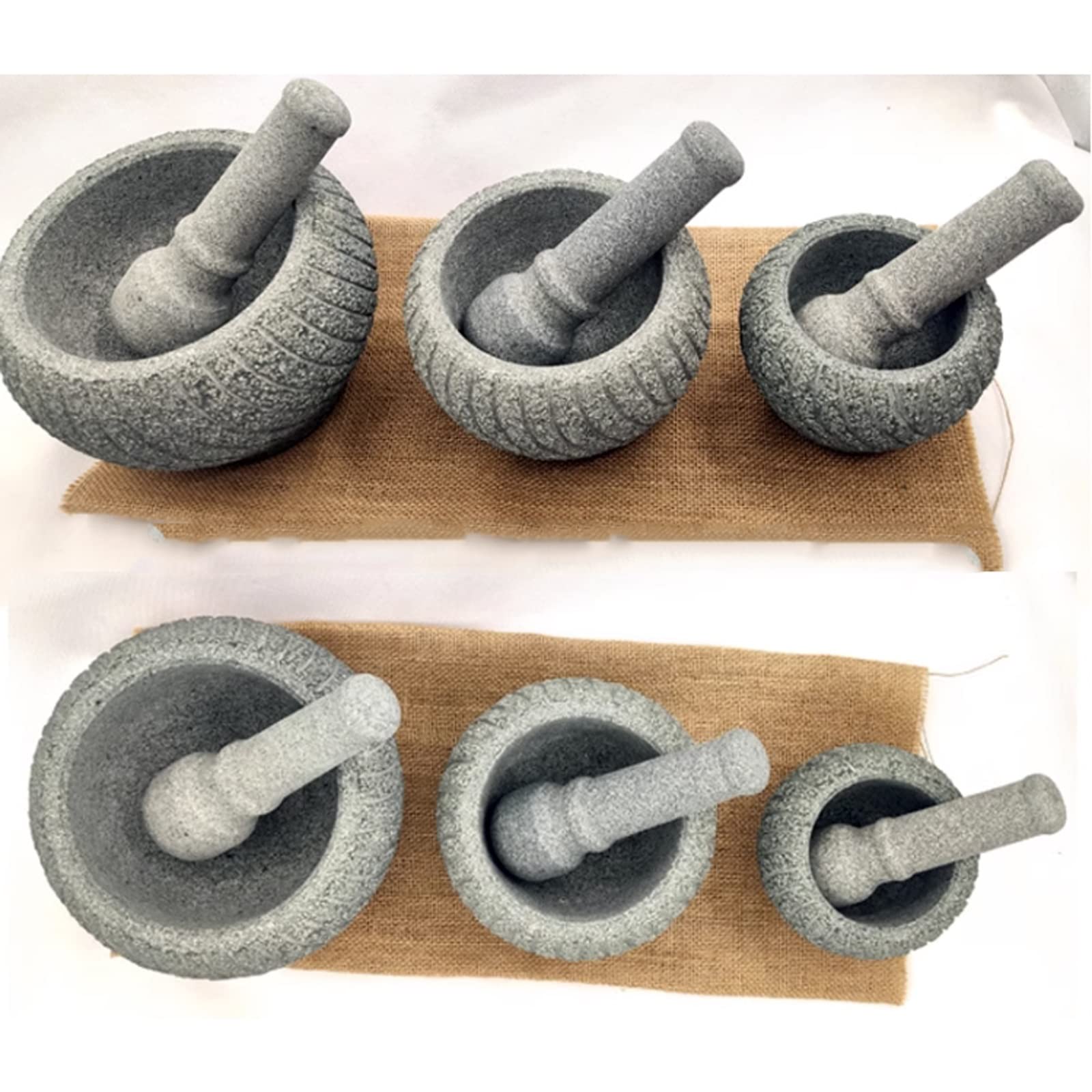 Knoblauchpresse Edelstahl Mörser- und Stößel-Set, unpolierter schwerer Granit, Mörser und Stößel, verbesserte Leistung und organisches Aussehen, Pillenbrecher, Gewürzmühle Knoblauchzerkleinerer(Groß)