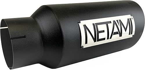 Miniatura 9 de NETAMI NT407018RBK - Punta de escape diésel de acero inoxidable con revestimiento de cerámica negra de alta temperatura, longitud total 18 pulgadas,