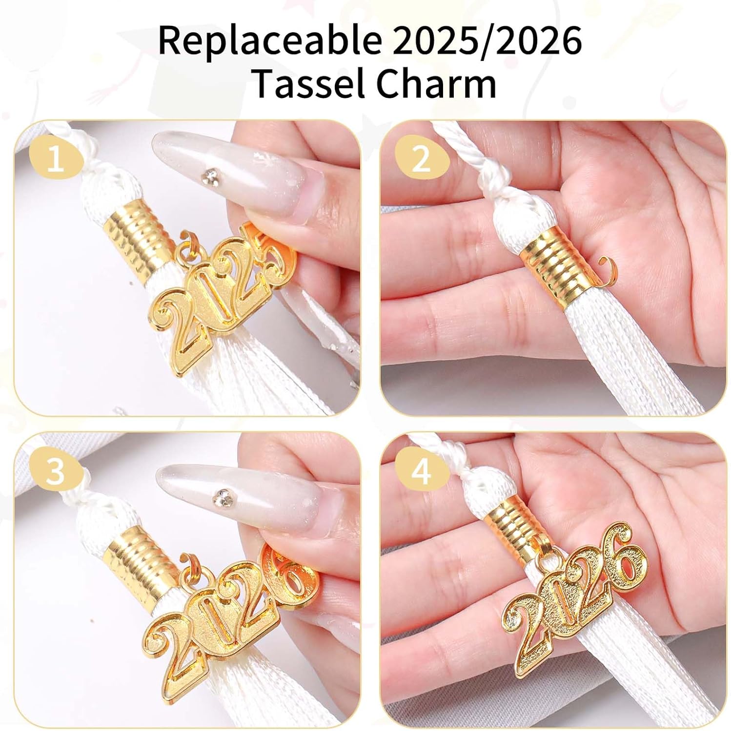 Unisex Matte Graduation Cap with Gold 2025/2026 Year Tassel Charm,Graduation Hat for Adults Bachelor Master - Image 4