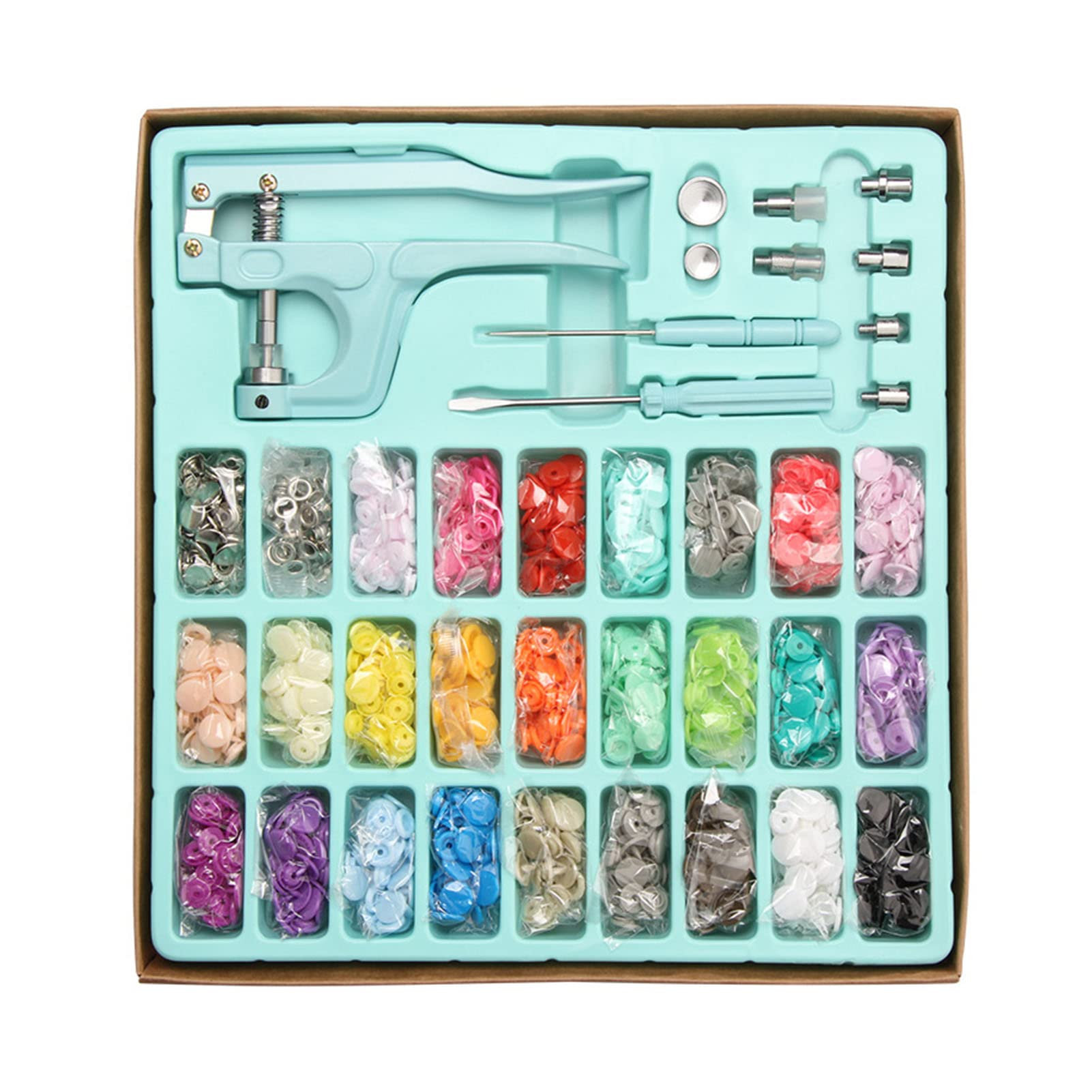 Kit Bottoni Automatici in Metallo E Resina, Set di Bottoni Automatici di Facile Utilizzo Per Cucire Abbigliamento, Colori Vividi E Brillanti, Include Strumenti Per Una Comoda(Blu)