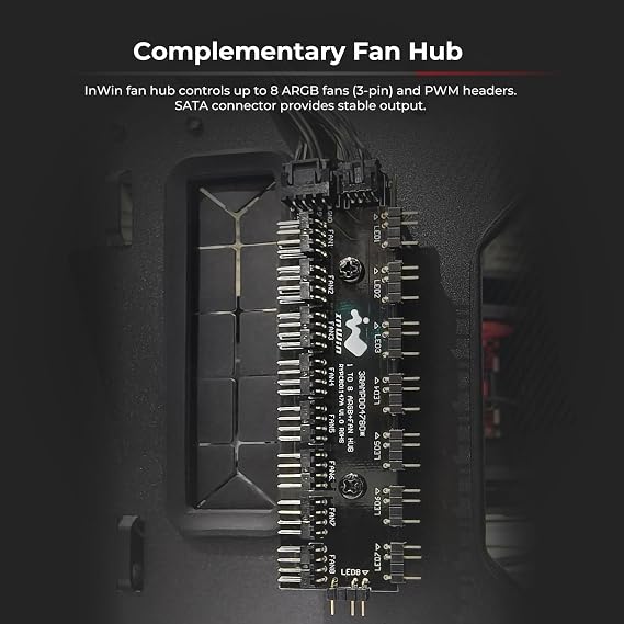 InWin ModFree Base, E-ATX, Full Tower Case, High Airflow, Support 120mm or 140mm Fans and up to 280mm AIO, Modular Design for expandability, Tempered Glass Side Panel, mesh Front Black Color