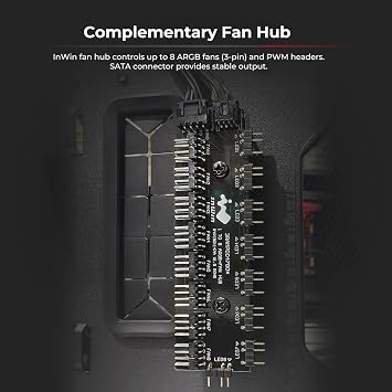 InWin ModFree Base, E-ATX, Full Tower Case, High Airflow, Support 120mm or 140mm Fans and up to 280mm AIO, Modular Design for expandability, Tempered Glass Side Panel, mesh Front Black Color