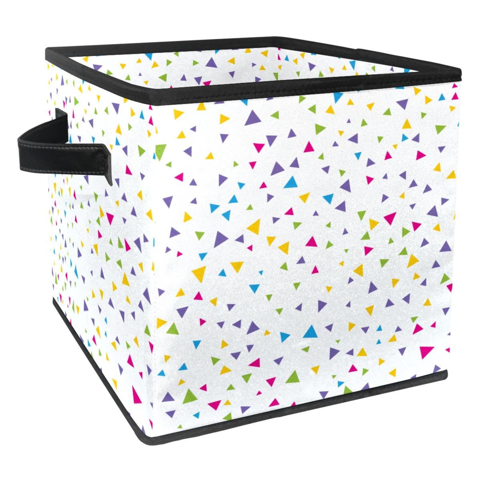 Boîte de rangement pliable en tissu cube à motifs triangles pour placard et chambre