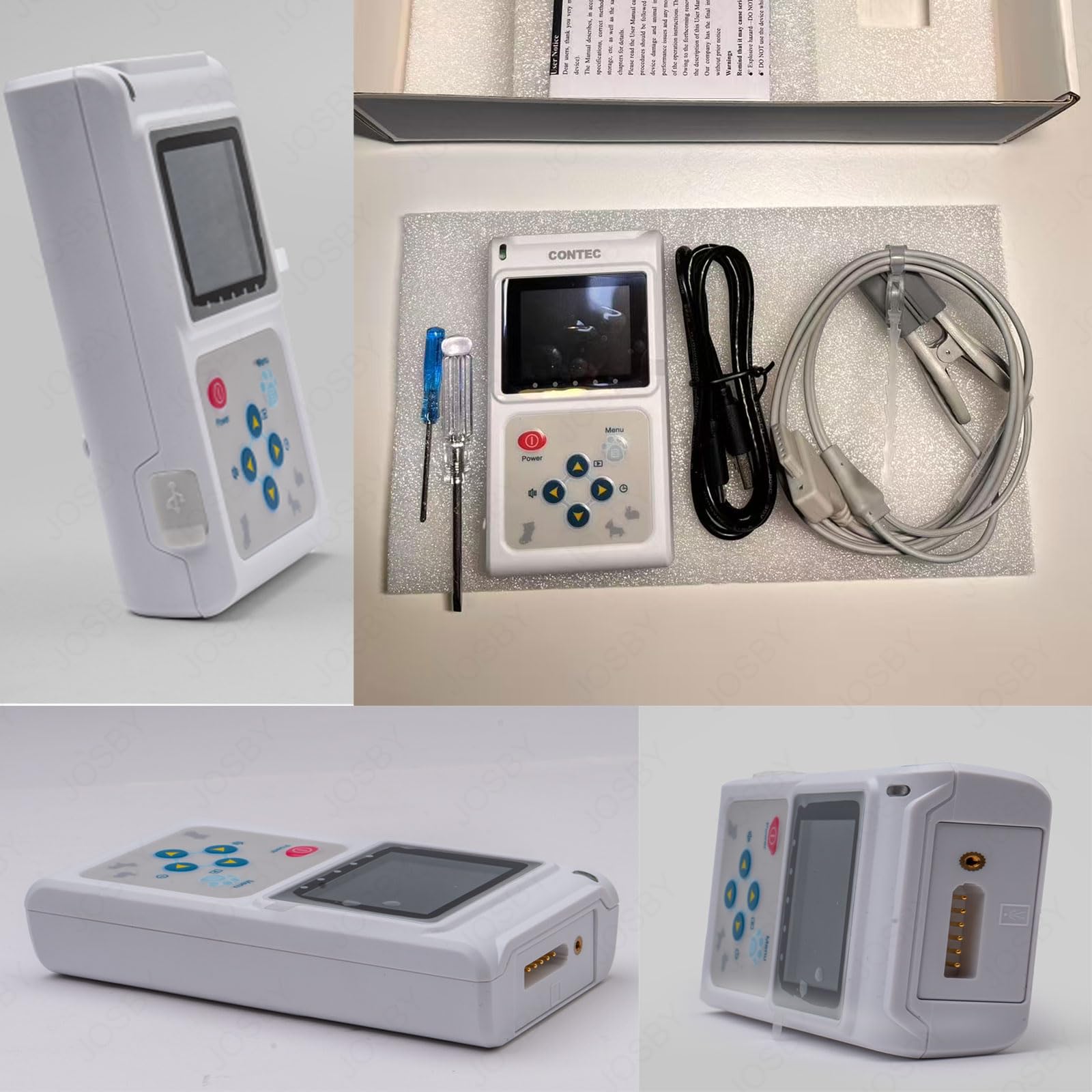 JOSBY Ossimetro Veterinario Portatile, 30 BPM~250 BPM Monitor della frequenza cardiaca degli Animali, con sonda e Cavo USB, sensore SPO2 Orecchio/Lingua, per Famiglia, Ospedale per Animali Domestici