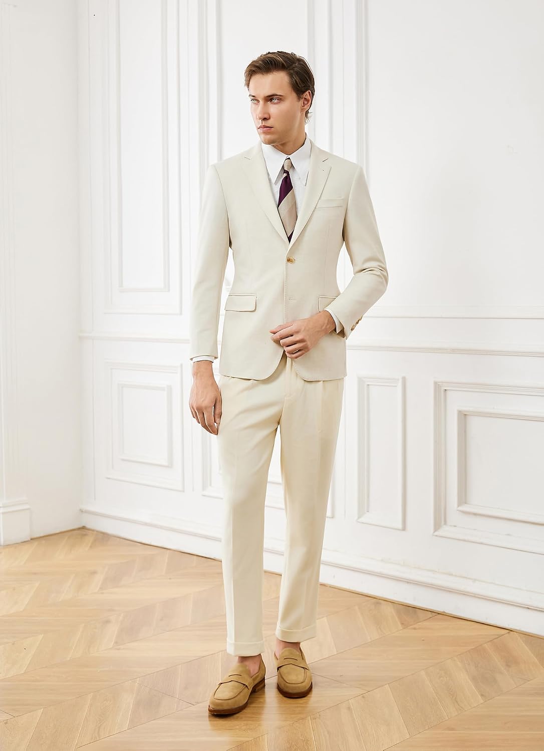 Men's Classic Blazer White Single-Breasted，Performance Fabric for Comfort | Business & Casual Wear