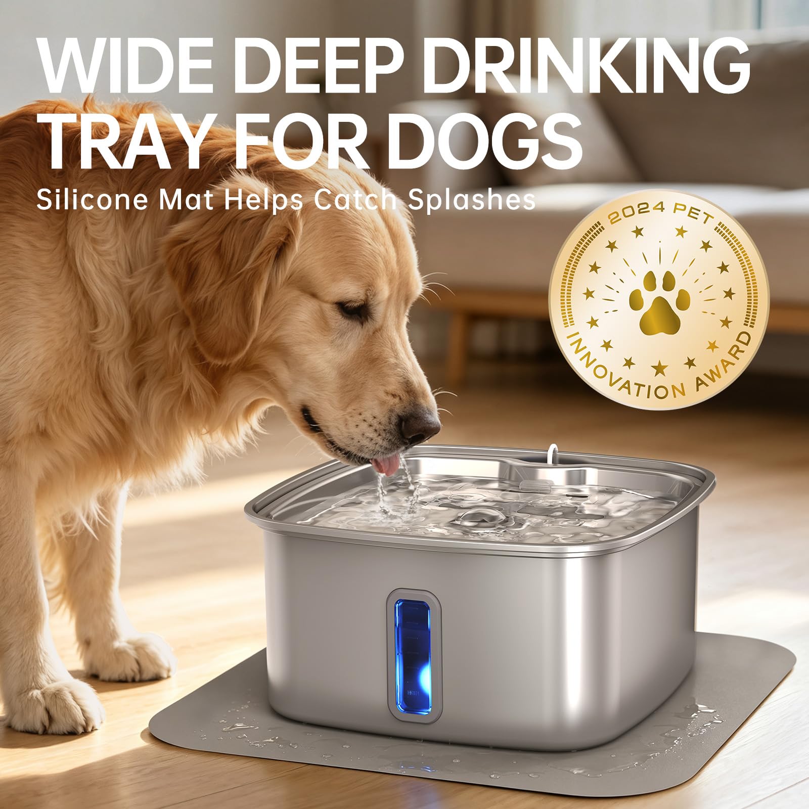 Veken Innovation Award Winner Stainless Steel Dog Fountain, 237oz, C2 Max view 7