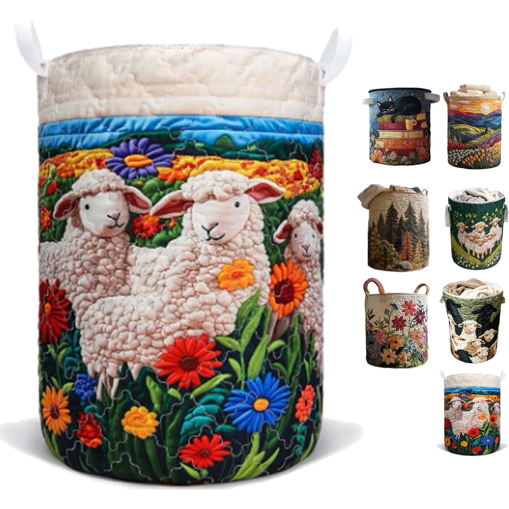 WäSchekorb SchäFchenwelt, WäSchekorb Boho Mit Griff, Mit Viel Stauraum FüR Kleidung Und Spielzeug, Geeignet FüR Schlafzimmer Und WaschküChen (Sheep 01,S-14"*18")