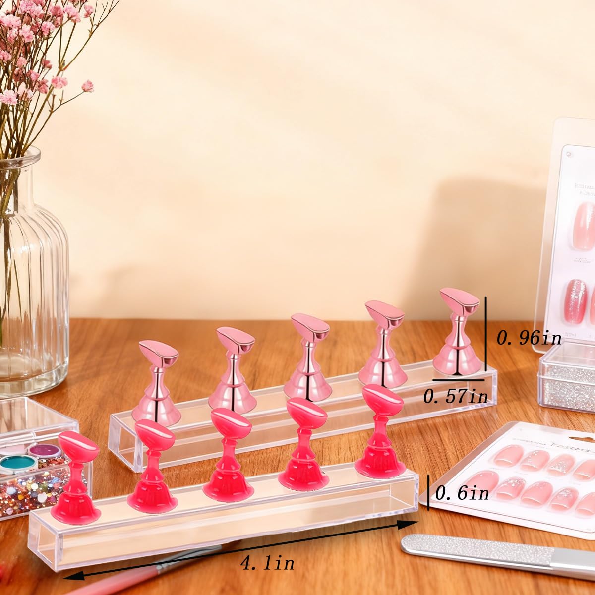 5 PCS Nail Art Tools Display Stand Magnetic Practice Holder for Fake Nails Painting Manicure Training Kit Accessories — view 2