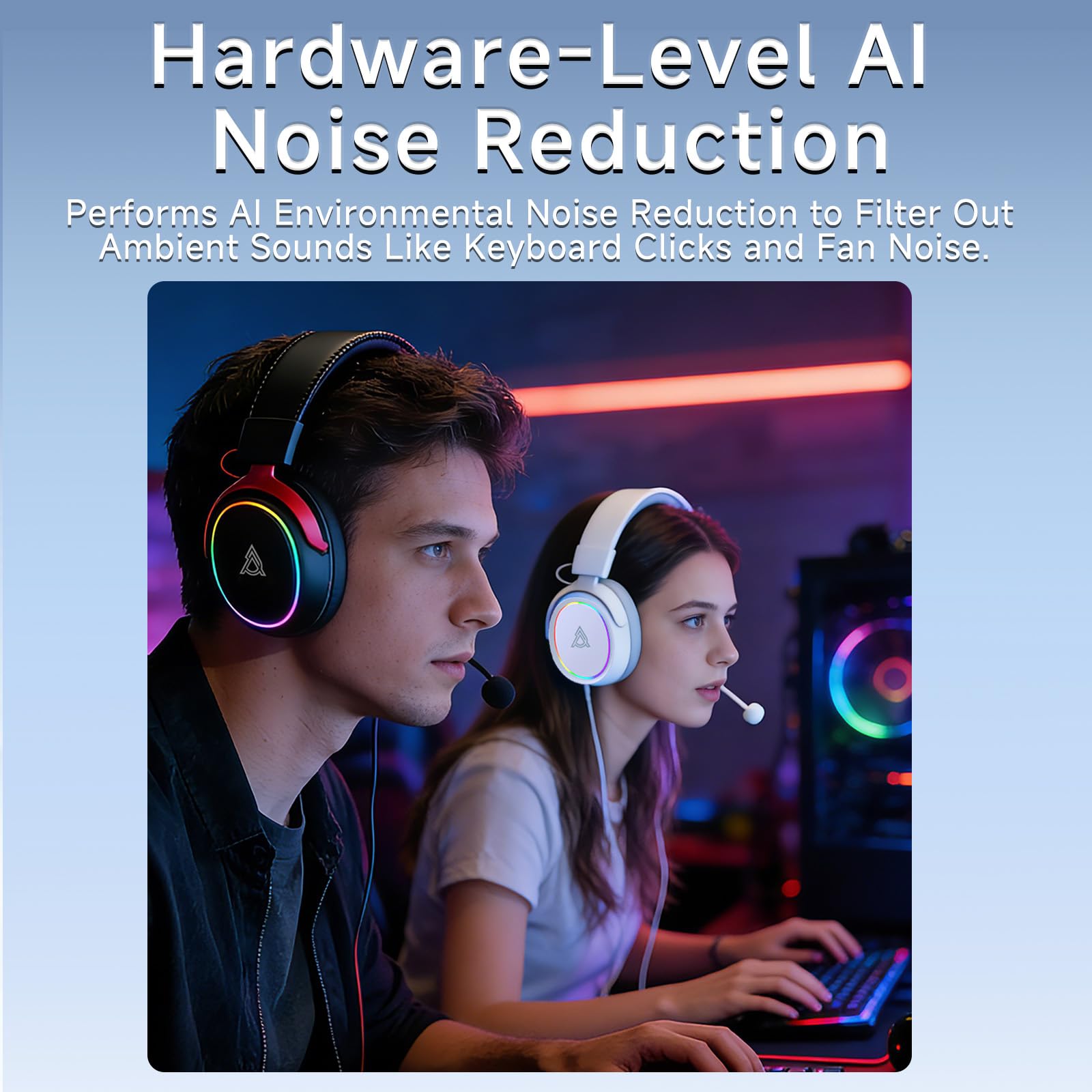 nacodex AJAZZ AHW10 Wired Gaming Headset with Detachable Microphone, DTS Headphone:X 7.1 Surround Sound, 53MM Driver, RGB Lighting Effects, for PC, Mac, PS5, PS4, Xbox, Switch, Mobile, White