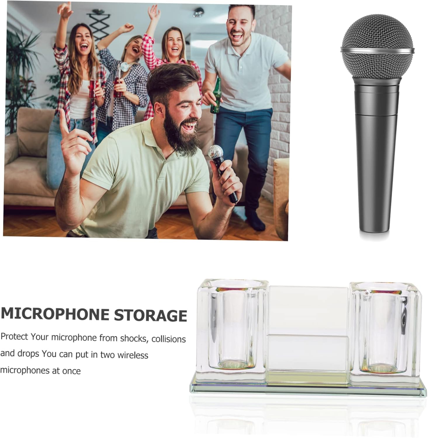 Acrylic Microphone Stand Holder with Slots Desktop Organizer for Wireless Microphones Sturdy Non-slip Base for Ktv Home Studio Use Purple