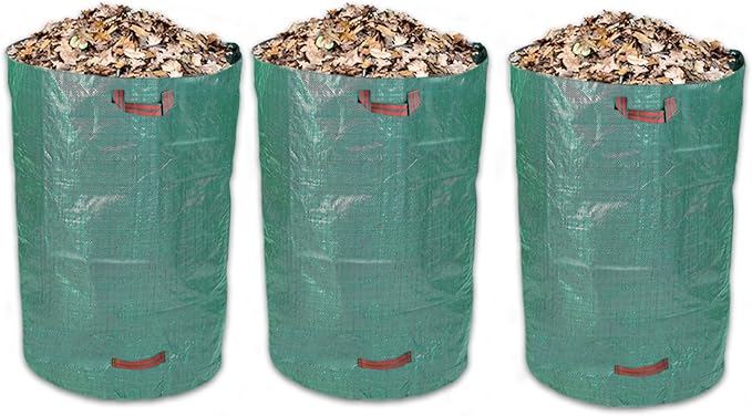 Schramm® 3 Stück Gartensäcke 300L Grün Robusten Polypropylen Gewebe PP