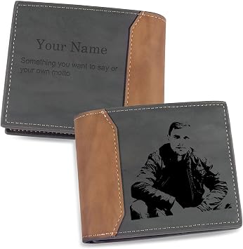 Personalized Leather Wallet for Men,Custom Engraved Name Monogram Wallet Top Grain Wallet for Son, Grandpa, Boyfriend, Dad