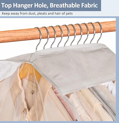 Miniatura 7 de Sleeping Lamb Gussetes - Bolsas transparentes de 10 pulgadas para colgar ropa, bolsas de vestir de 50 pulgadas para almacenamiento de armario, funda