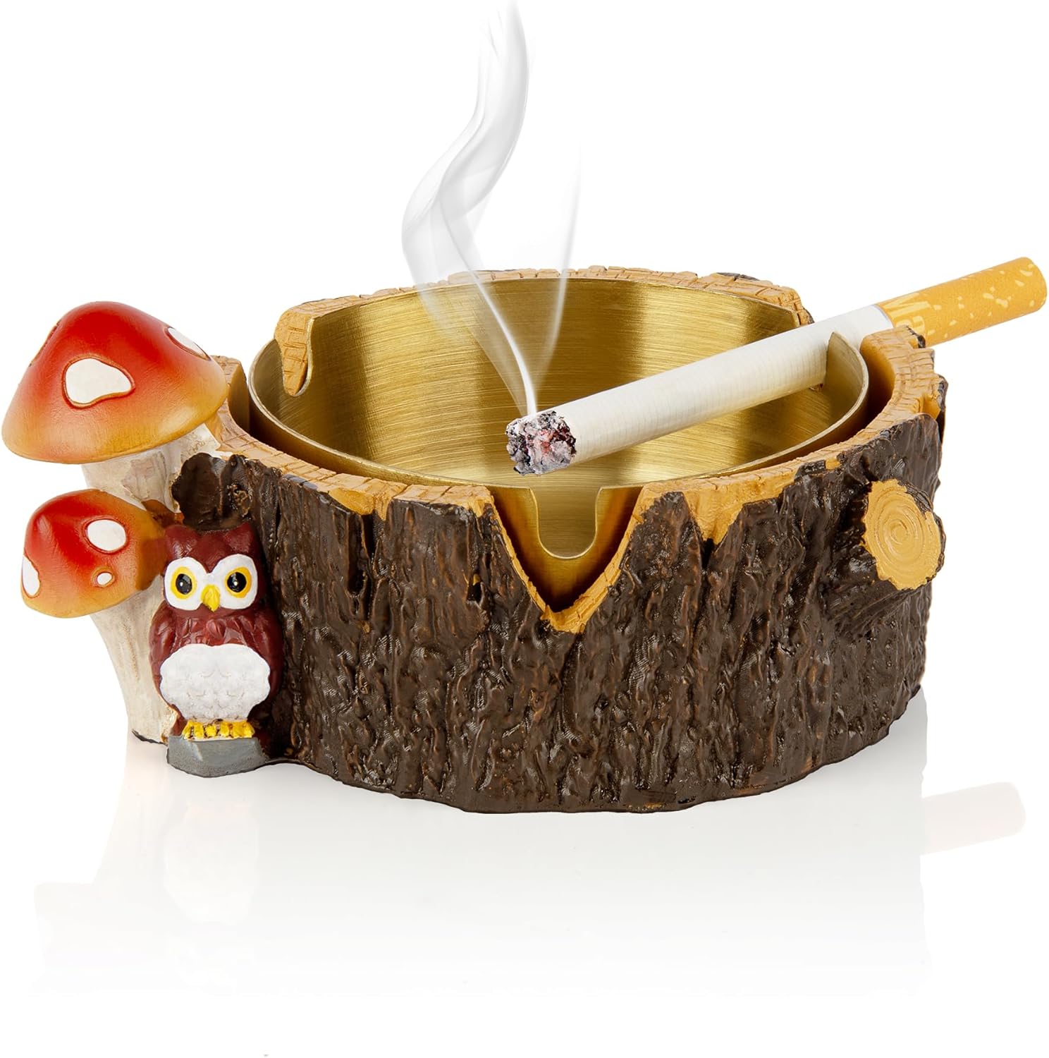 Yiiwinwy Outdoor Ashtray with Stainless Steel Tray,Owl