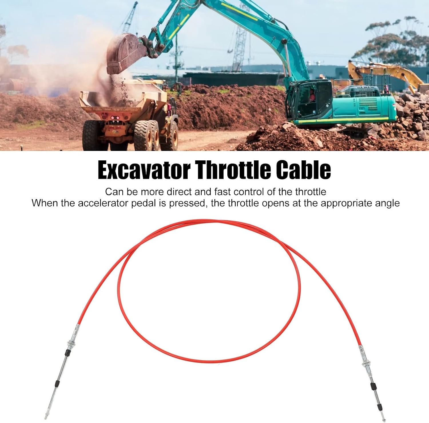 Oumefar Excavator Throttle Motor Control Cable PU Sheath Stainless Steel Bendable Throttle Cable for Excavator EX200 1 Direct Fast Response