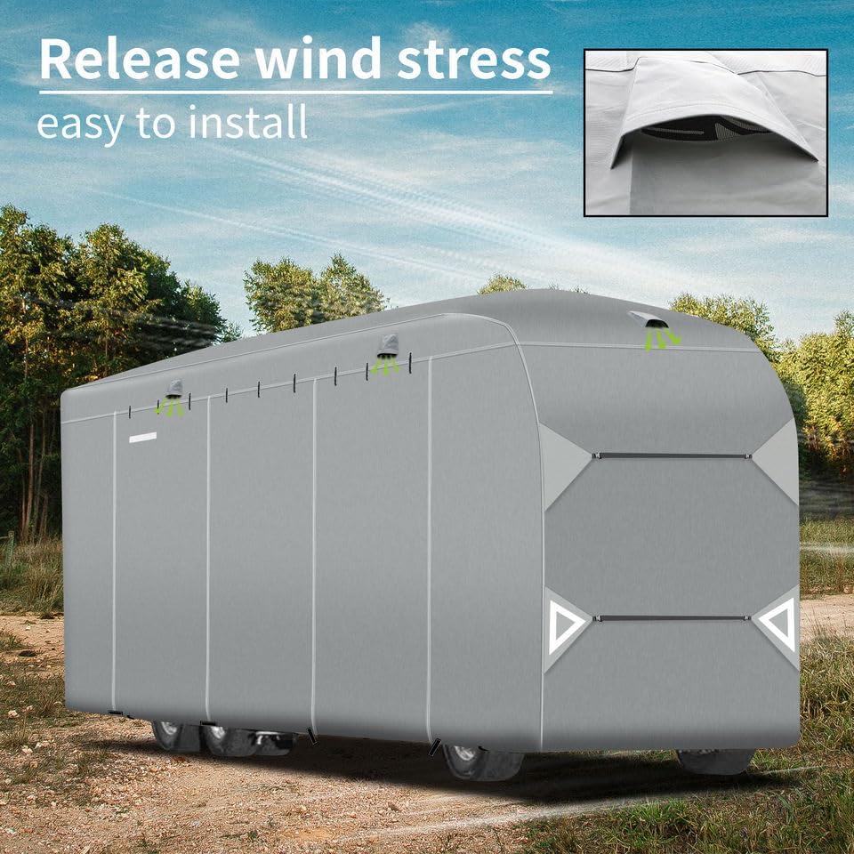 Premium Gray Class A RV Cover for 20-24 Feet | Heavy-Duty Weather Protection & UV Defense