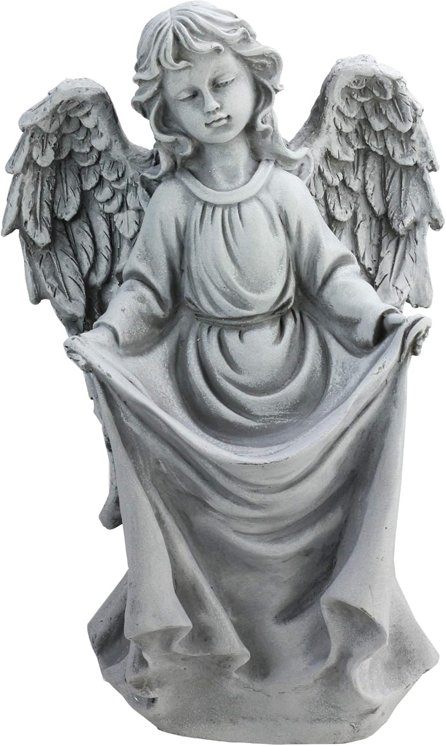 16.5" Gray Angel Decorative Outdoor Garden Bird Feeder Statue
