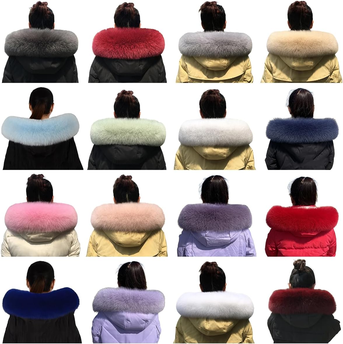 23.6x4.7in Detachable Faux Fur Collar Trim Hood Replacement Fur for Coat Jacket, Sea Blue