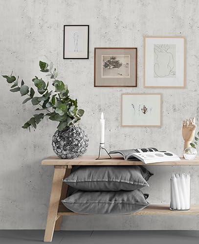 Miniatura 2 de Papel tapiz de cemento para despegar y pegar, versión 3 (2 pies x 9 pies, paquete de 6, gris claro)