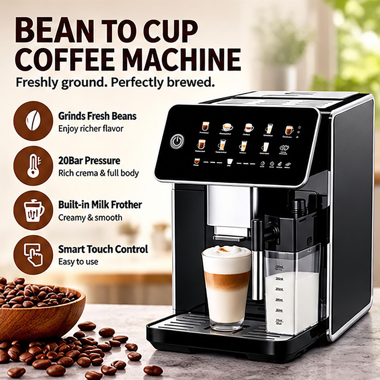 Macchina da caffè automatica a chicco con macinacaffè
