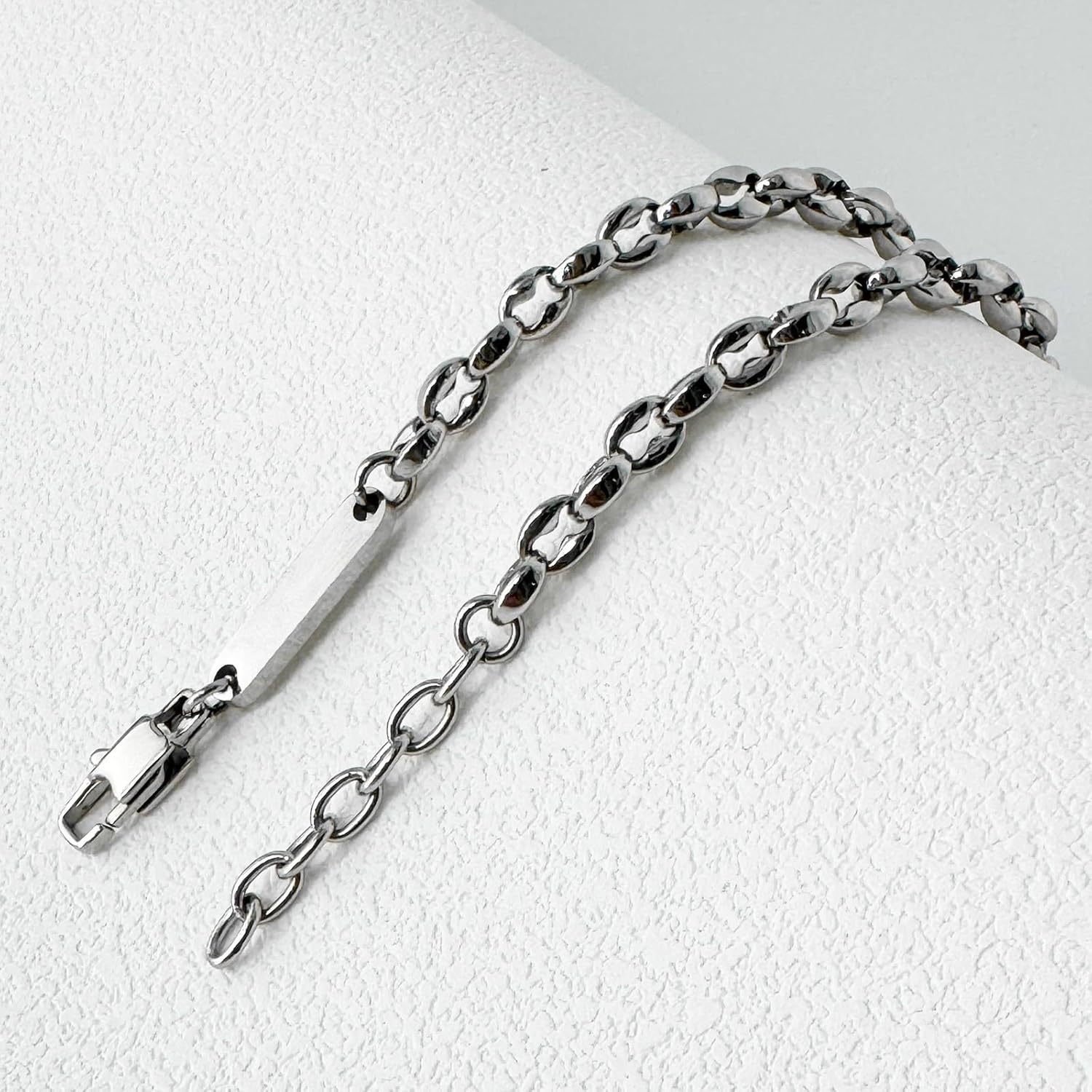 Stainless Steel Link Bracelets for Men&Women,Valentines Birthday Annivesary Christmas Jewelry Gifts for Lover Father Mother Friends,Casual Trendy Beaded Bracelets Cool Adjustable Size - Image 7