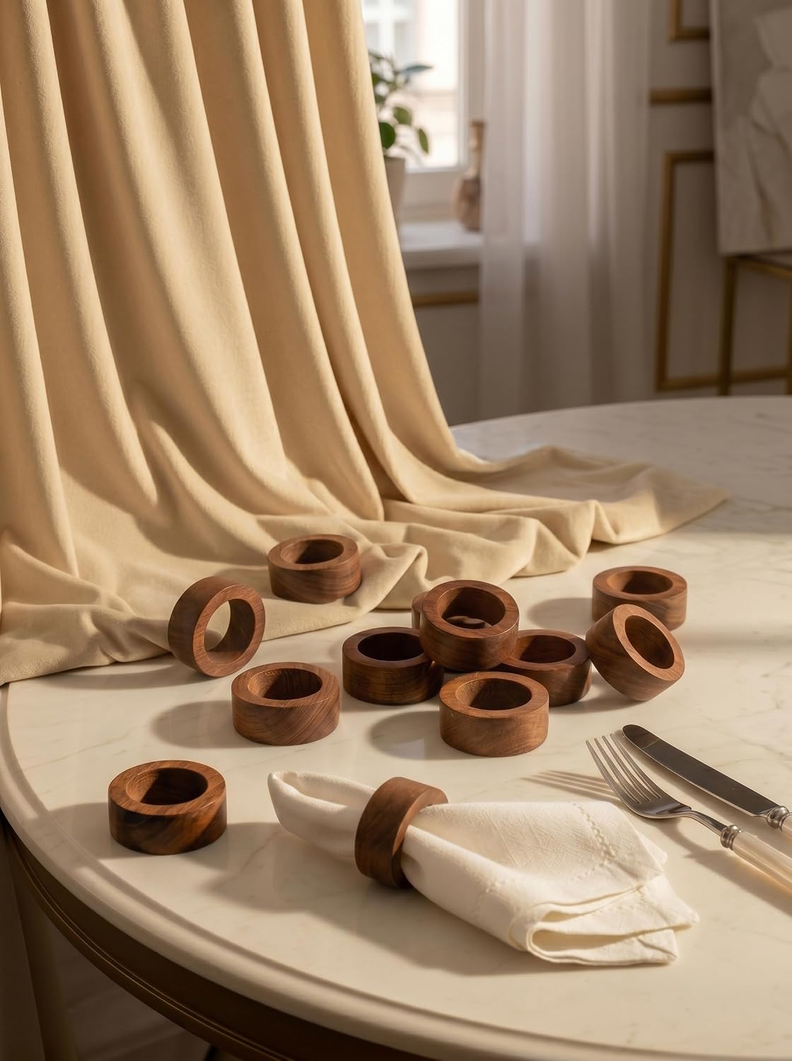 Napkin Rings – Pack of 12, Handwoven Rustic Table Décor (Wooden)