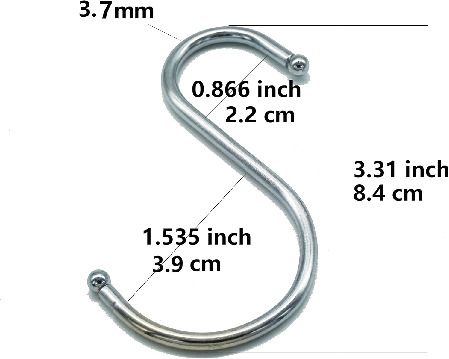 Lysas 20-Pack Round S Shaped Metal, Hooks Hangers for Kitchen, Bathroom, Bedroom and Office - Image 2