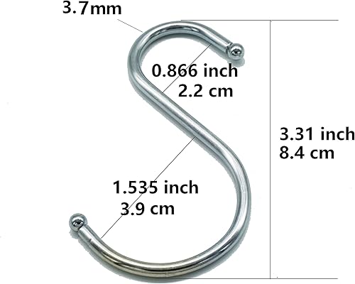 Miniatura 2 de Lysas Paquete de 20 ganchos redondos de metal en forma de S para cocina, baño, dormitorio y oficina