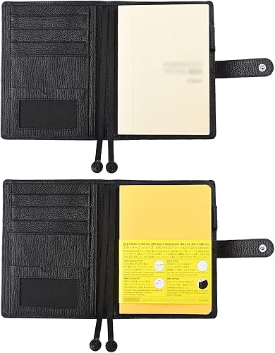 Miniatura 3 de Funda de cuero genuino para planificador A6 con ranuras para tarjetas, bolsillos con cremallera, funda organizadora personal, compatible con la