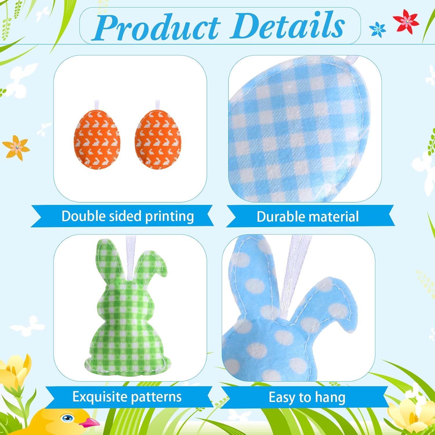 Jutom 108 Pcs Easter Egg Rabbit Ornaments Shamrock Felt Heart Hanging Ornaments Heart Shaped Clover Baubles Shamrock Egg Felt Decoration for Holiday Favor (Lovely)