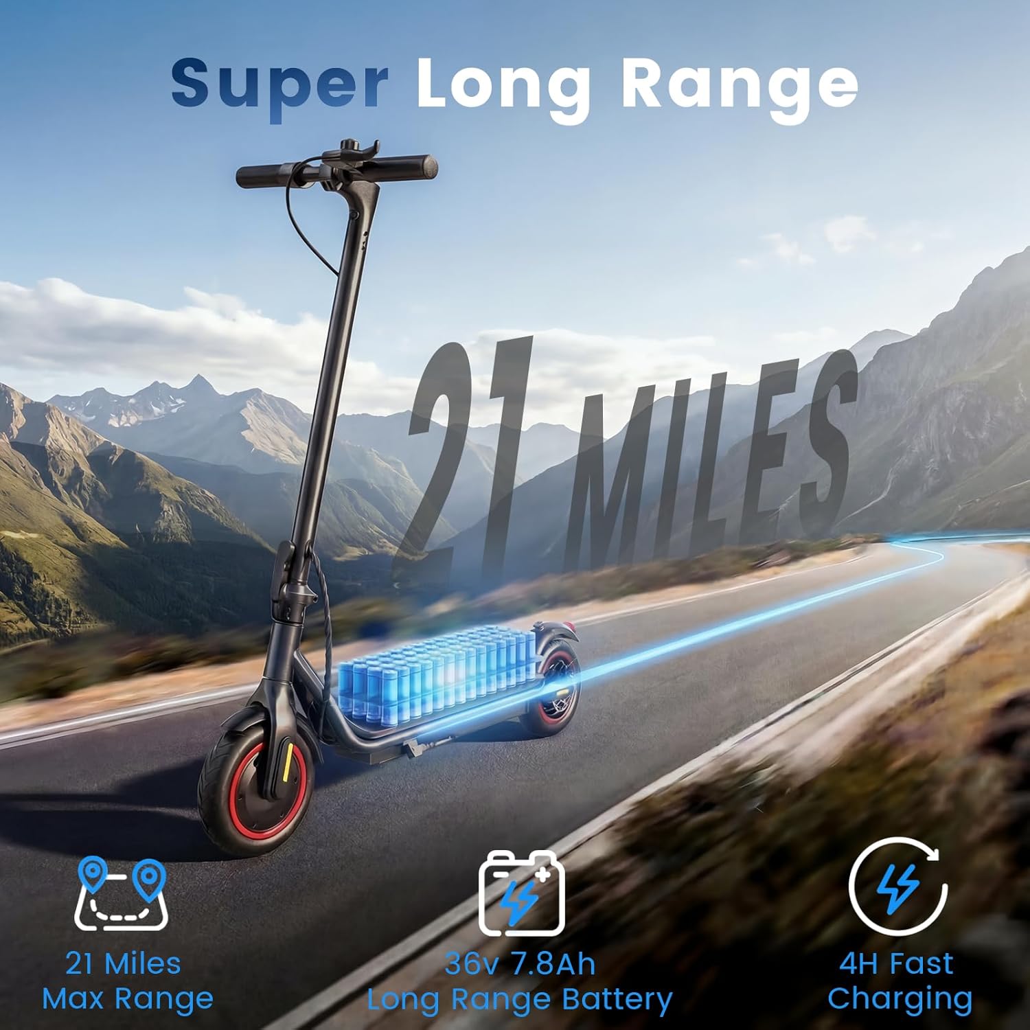 Electric Scooter - Electric Scooter Adults, 500W Motor, 21 MPH Top Speed, 8.5'' Tires, 21 Miles, Long Range Electric Scooter for Adults and Teens