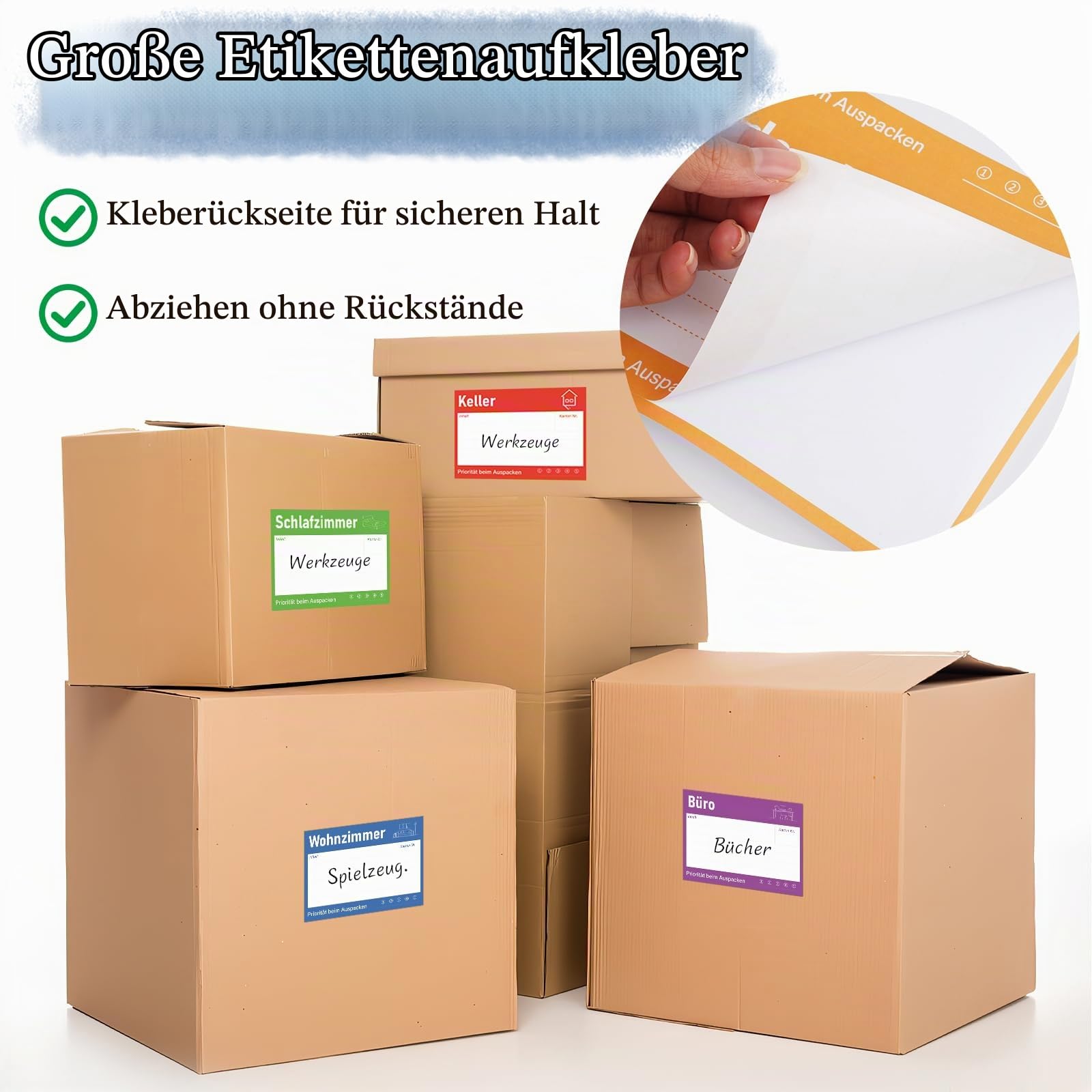 Umzugsetiketten, 80 Stück 14.8x10.5cm Groß Umzugsaufkleber zum Beschriften - Image 3
