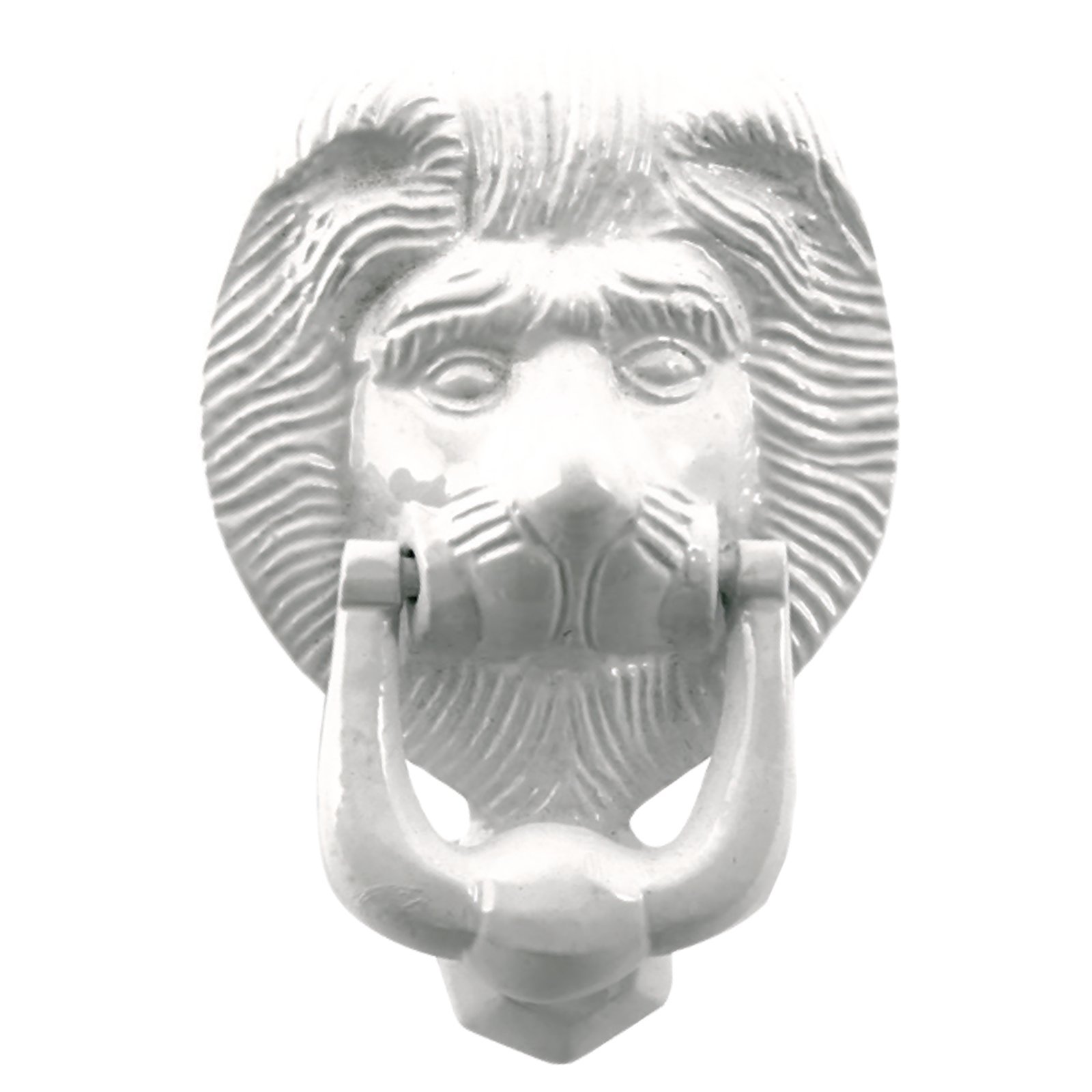 UAP 4" White Lion Head Door Knocker - Traditional Front Door Hardware with Powder Coated Finish & Mounting Kit - Victorian Style Home Decor for Wardrobe & Entrance Doors (White, 97mm)