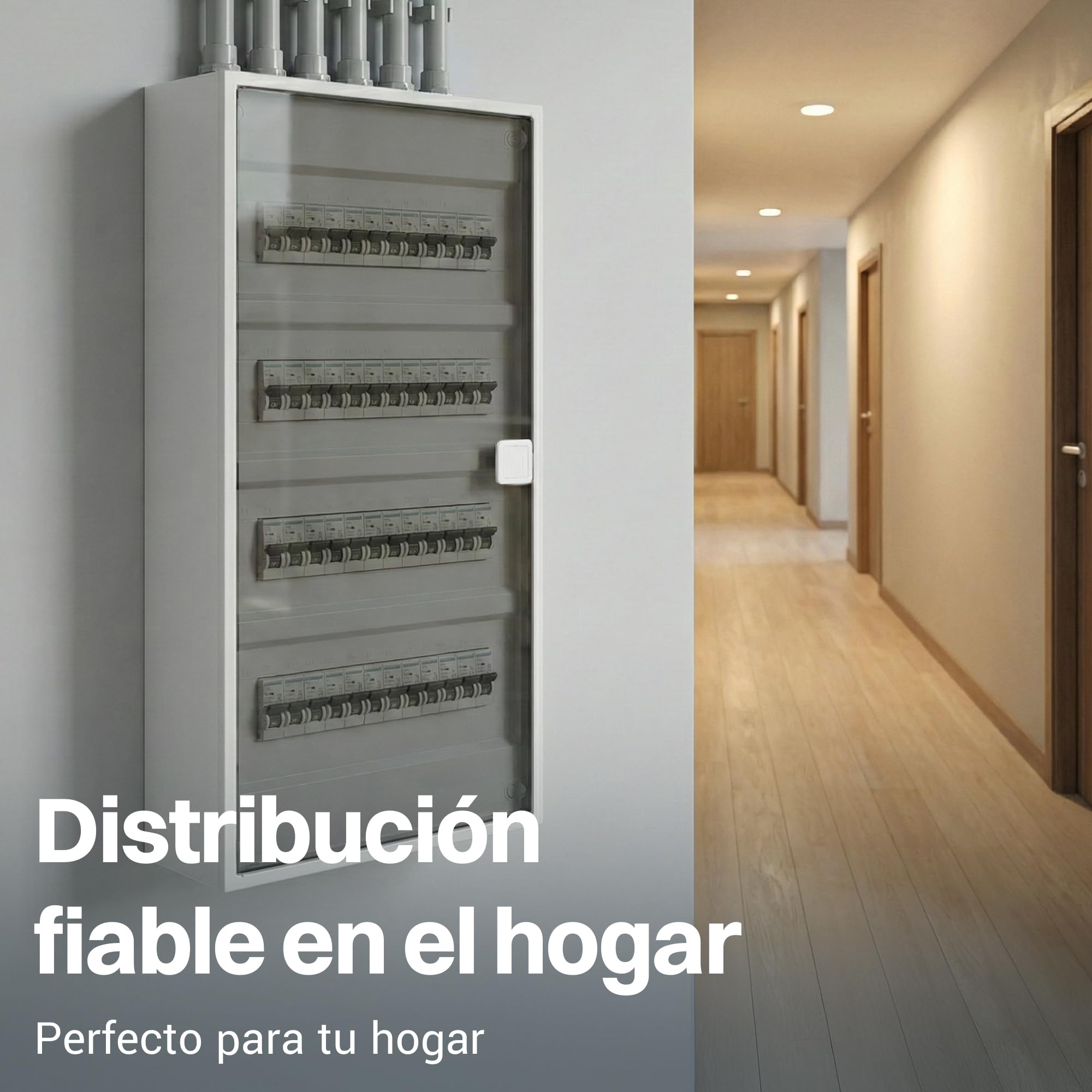 Intratec ALPHA Cuadro eléctrico de superficie 4 filas – Caja de distribución para 48 módulos con puerta transparente – Envolvente eléctrica con carril DIN para hogar y profesional – 650 x 310 x 96 mm