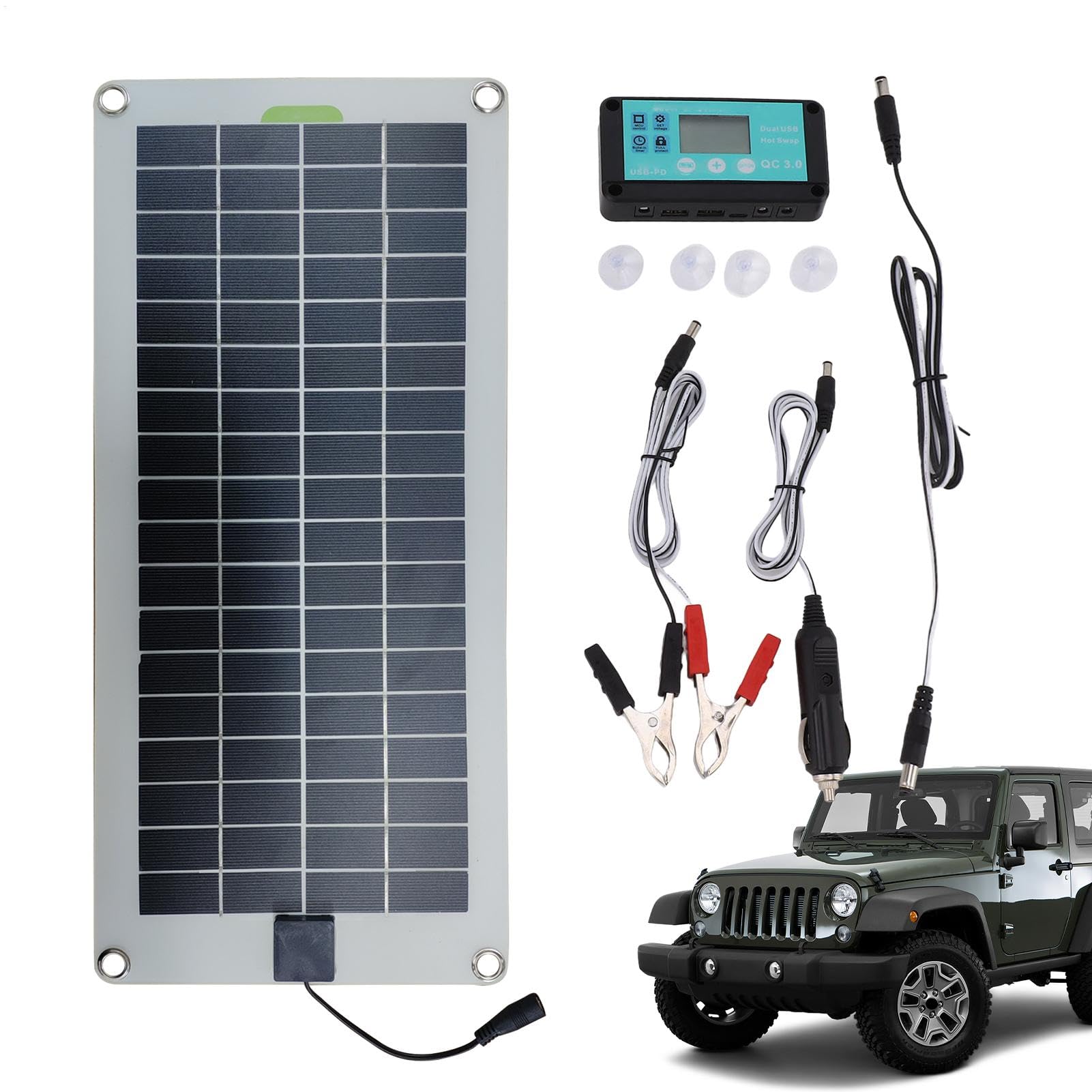 Caricabatteria solare da 30 W - Kit di ricarica per auto