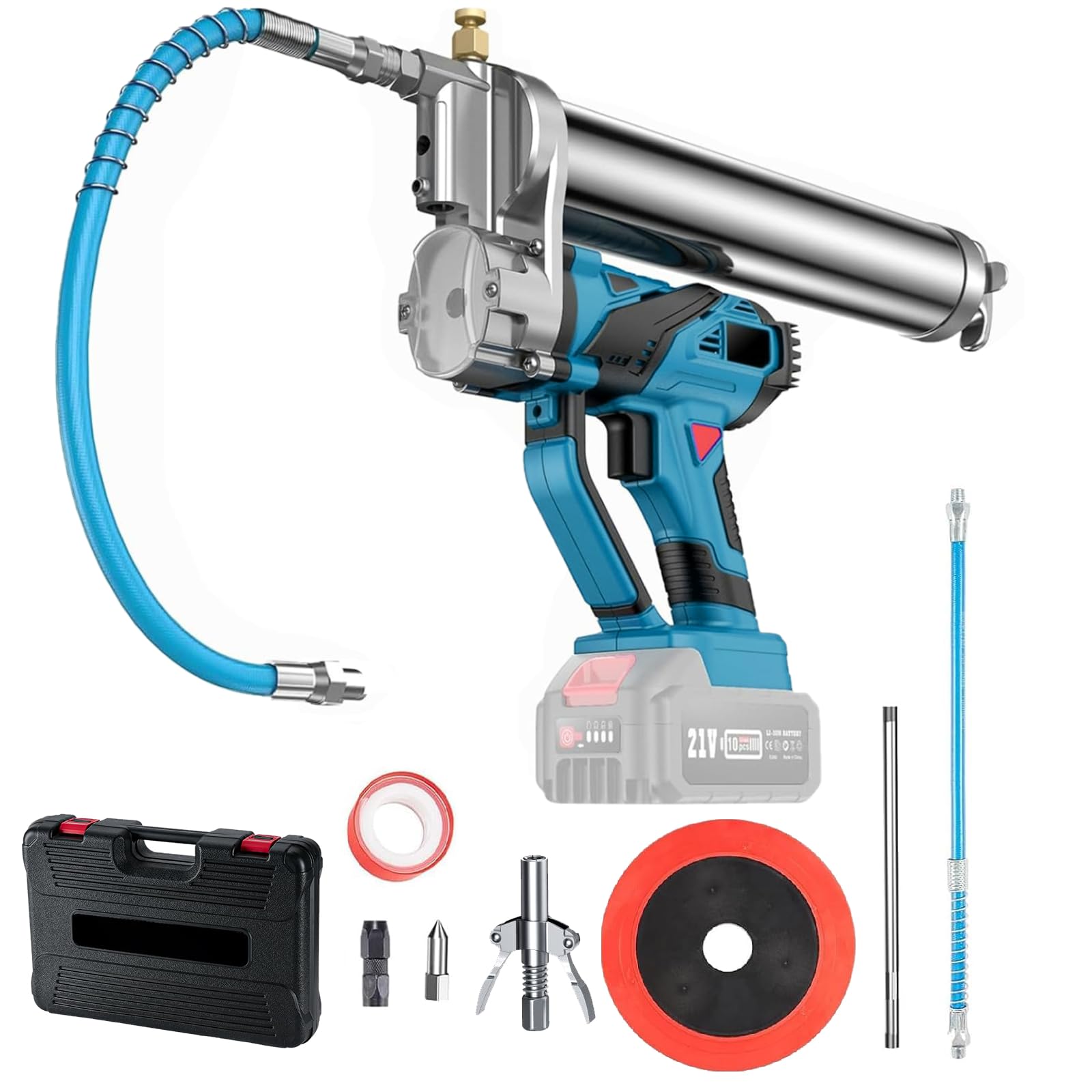 LIROPAU Pistola engrasadora a batería engrasadora Compatible con Makita 18V | pistola engrasadora eléctrica a batería, manguera de 45cm, 1 alicates de bloqueo, punta puntiaguda, engrasadora