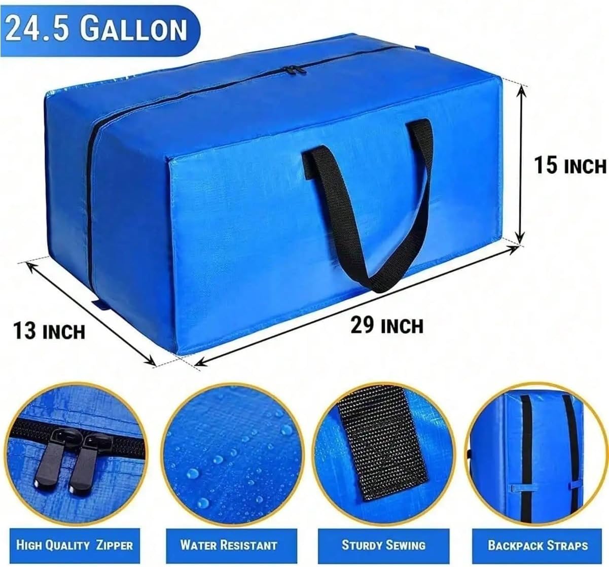 Heavy Duty Moving Bags 1/2/4Pcs Multifunctional Large Capacity Portable Shoulder Strap Storage Bag Mobile Tote for Supplies(Black 4 Pcs)