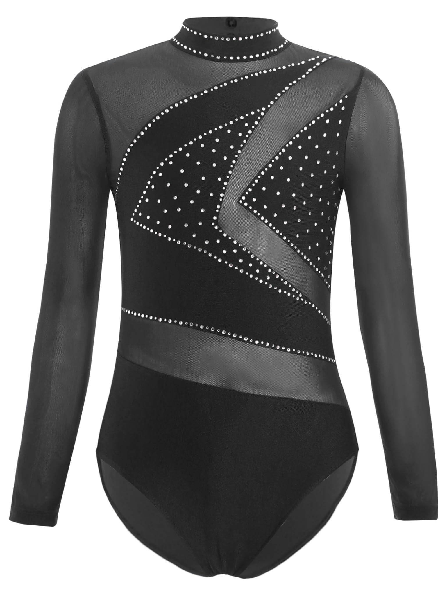 Piezas Traje Gimnasia Niñas Con Brillo Traje Entrenamiento Camiseta Manga Larga Patinaje Artístico Mono Baile Negro 7-8 años