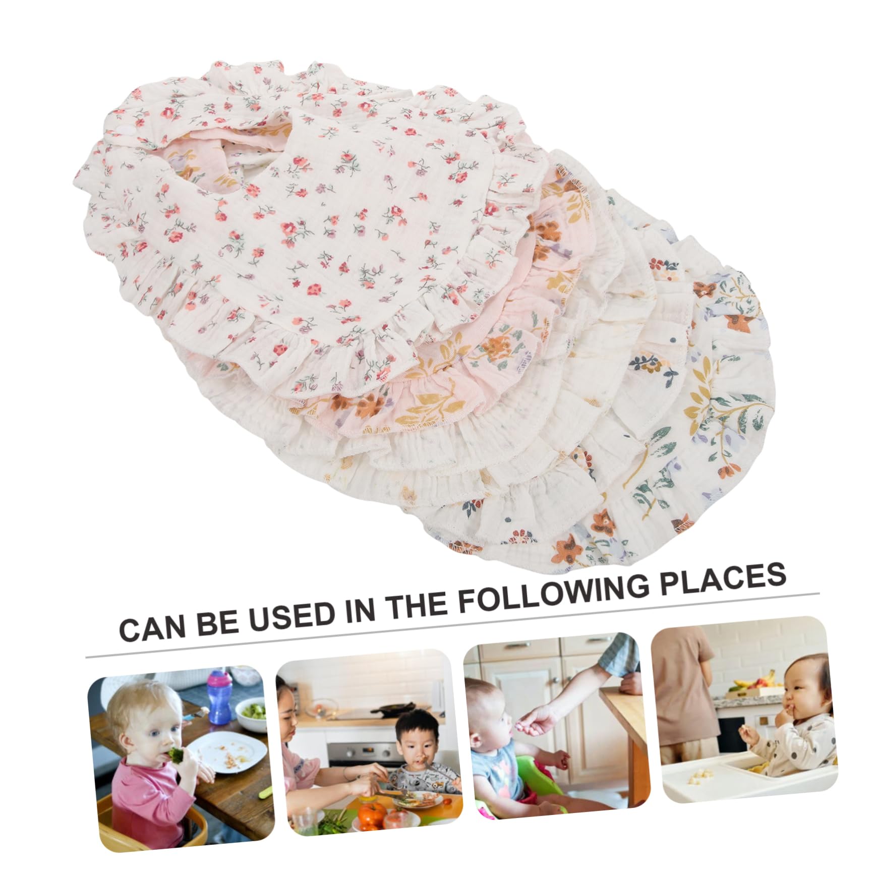Abaodam 3 Set Di Bavaglini Per La in Cotone Per Neonati Bavaglini Per L'alimentazione Lavabili E Riutilizzabili Con Design Arricciato Per Bambina 6 Pezzi*3
