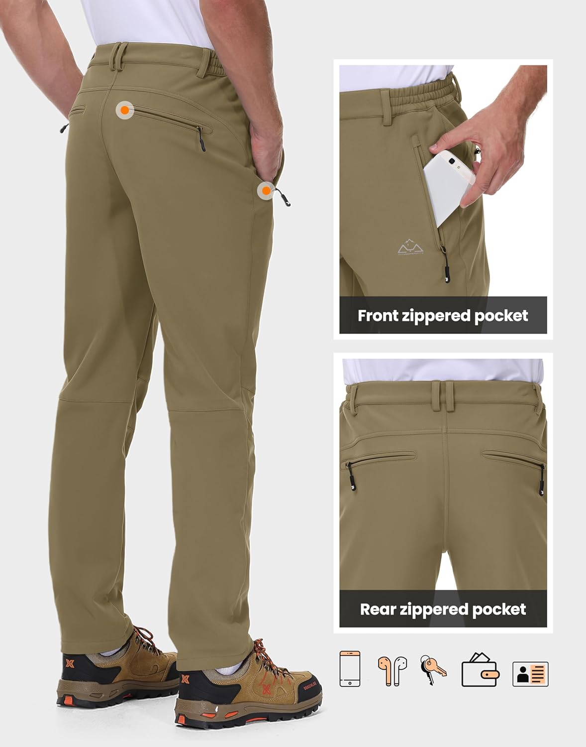 TBMPOY Mens Fleece Lined Snow Ski Pants Water Resistant Hiking Winter Outdoor Insulated Softshell Warm Snowboard Pants - Image 5