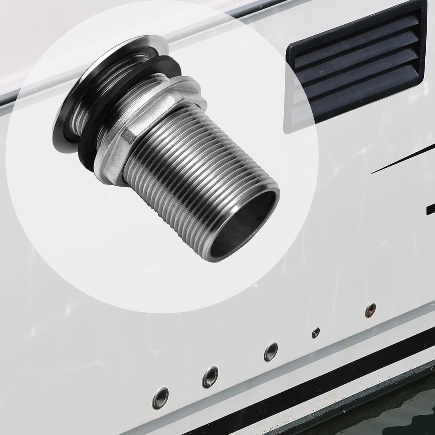 YANYUCB 316 Stainless Steel Thru Hull Fitting with Nut&Custom Gasket for Boats,Yachts or Rvs(2 inch)