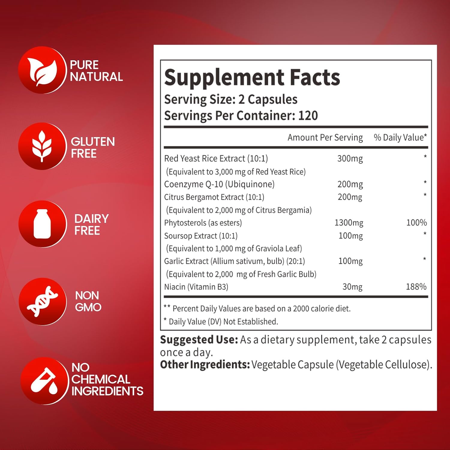 VivoNu Red Yeast Rice with CoQ10, Citrus Bergamot Supplements* | 3000mg Red Yeast Rice, Citrus Bergamot, CoQ10, 240 Capsules