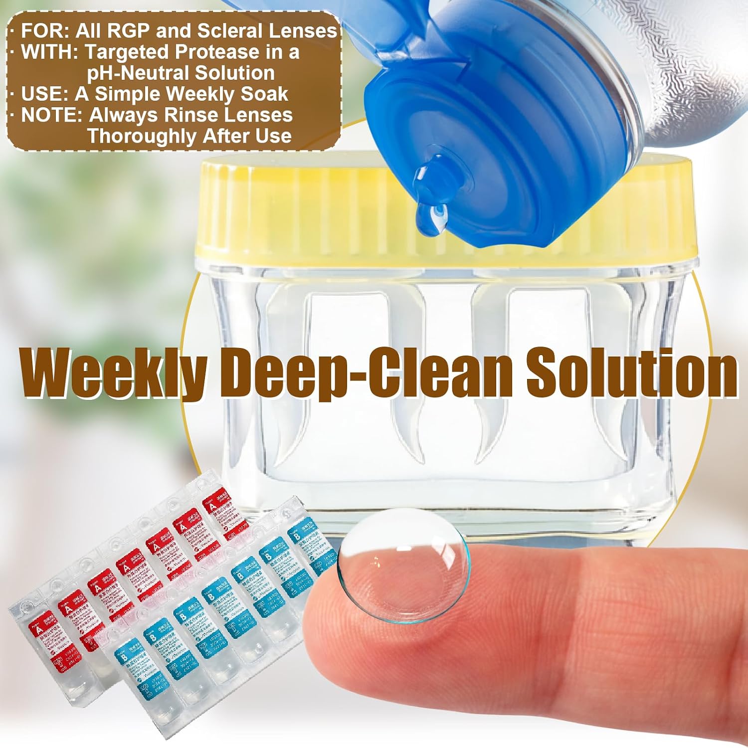 2Pack Hard Contact Lens Protein Removal Case, Contact Lens Washer Deep Cleaning Biweekly Contact Lens Cleaner Solution Large Capacity Soaking Storage Case Removes Protein(Only for Scleral)