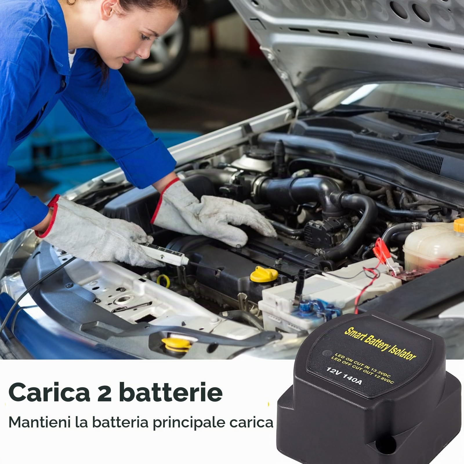 Parallelatore batteria 12v per camper fuoristrada, doppia batteria relè, relè di carica divisa, Kit isolatore doppia batteria 12V 140A, Relè sensibile alla tensione per auto, camion, SUV, barca
